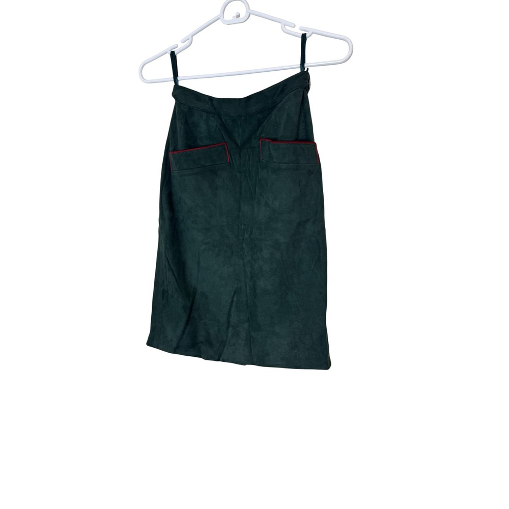 Vintage Yves Saint Laurent Rive Gauche Skirt Womens 34 Green Lamb Suede Pencil